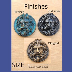 medal of the god Neptune / Poseidon, roman and greek decoration, roman Pharela for historical reenactment. Classic relief for your home image 3