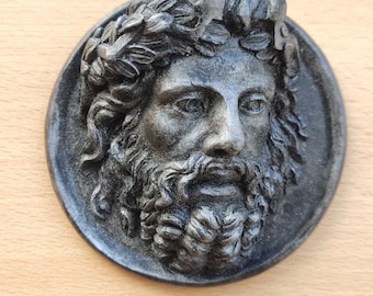 Medal of the god Zeus and Jupiter, greek and roman decoration, roman Pharela for historical reenactment. Classic relief for your home
