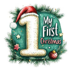 9 My 1st Christmas Clipart, png,jpj, Baby&#39;s First Christmas Image, My 1st Xmas Digital Design,  Baby Xmas Card, Comercial use, Sublimation
