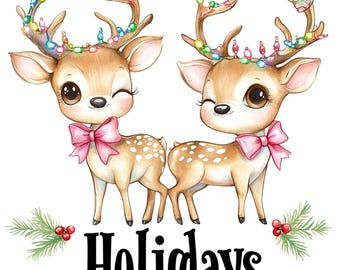 可愛い☆クリスマス☆トナカイ☆ハート かわいいトナカイの女の子 PNG | クリスマスデジタル | トナカイの