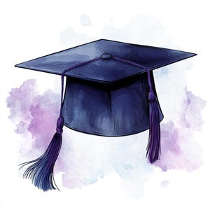 Aquarell Abschluss Cap Clipart: Pfingstrose Blumen Illustrationen (PNG, JPJ-Datei)