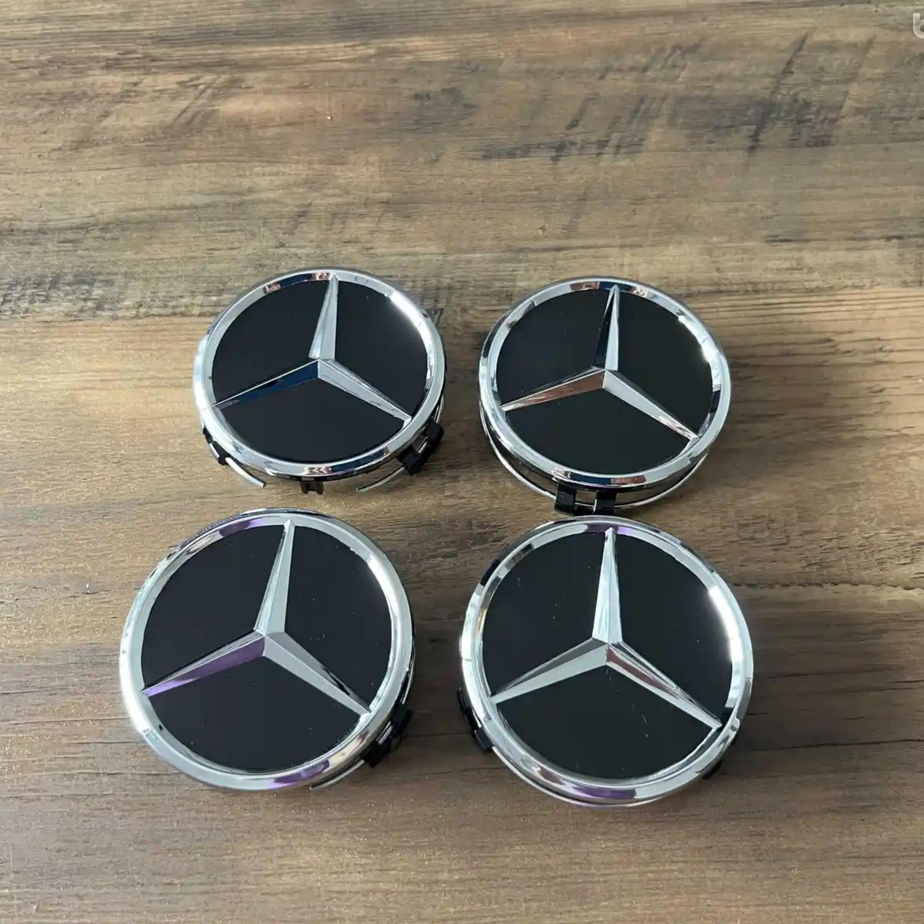 Mercedes Wheel Center Caps - Gloss Black Silver Logo 75mm - Set of 4 - Etsy