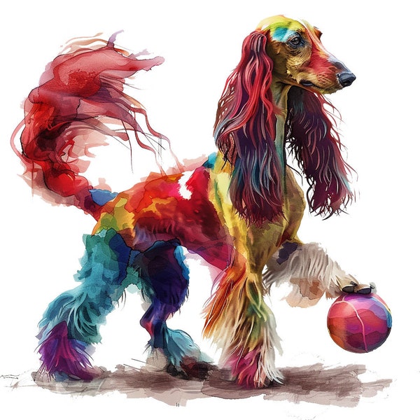 Afghan hound Breed Ultimate Dog T-shirt Design - Vibrant Selection of Colorful Dog Prints,Perfect for Sublimation png jpeg file