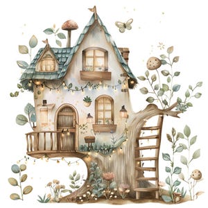 11 Fata floreale casa acquerello clipart stampabile di alta qualità, casa, arredamento, commerciale, walart, mestiere di carta, download digitale
