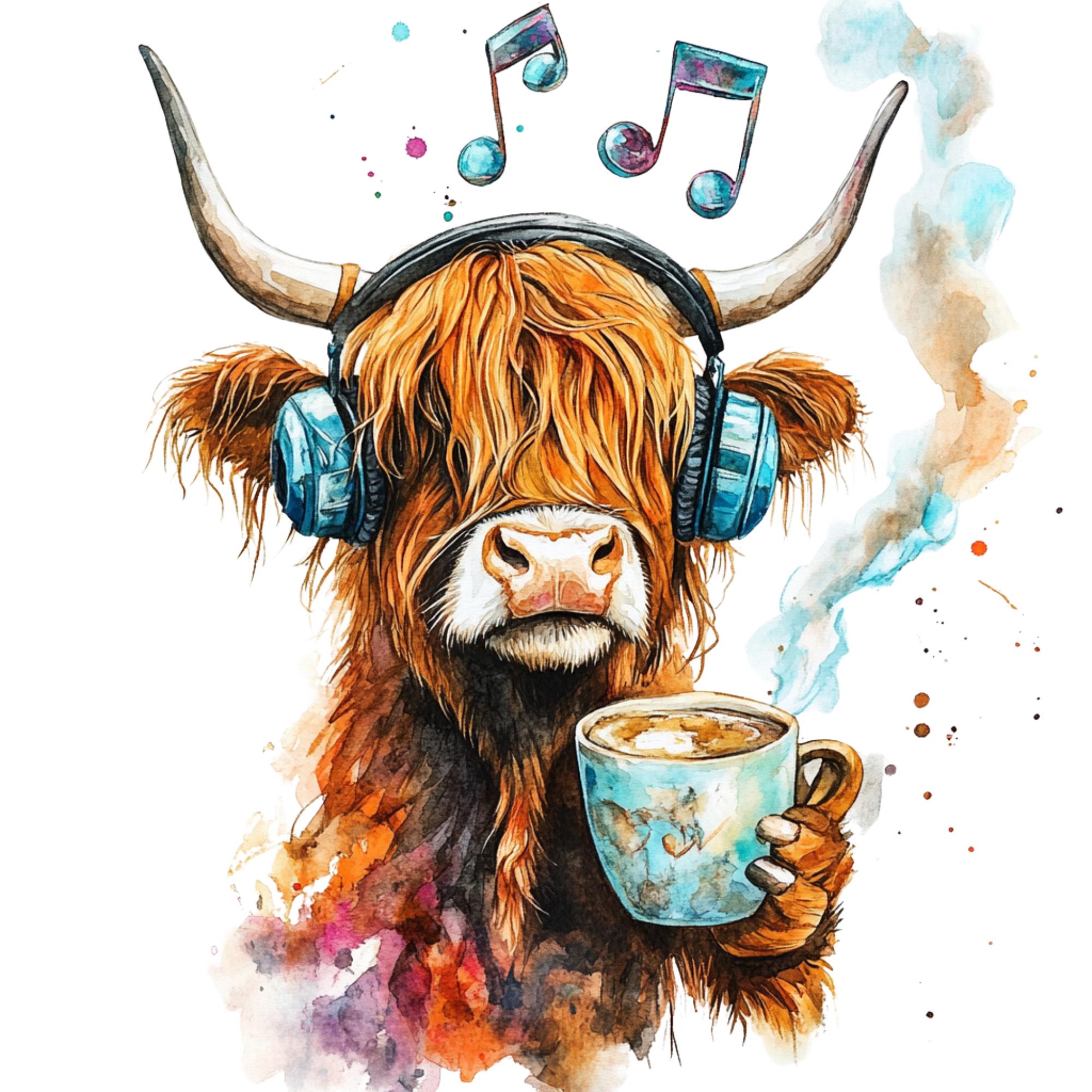 Watercolor Highland Cow PNG Clipart Bundle: Scottish Baby Cow ...