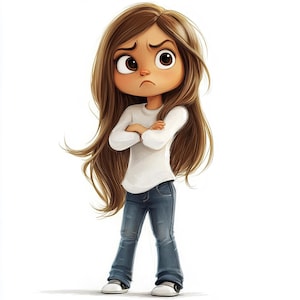 6 cliparts filles en colère | Fille décalée | Clipart aquarelle imprimable | png,JPJ | Téléchargement numérique | Créations artisanales en papier | Fichier numérique de journaux indésirables