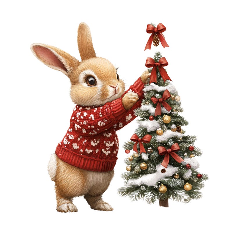 10 Santa Bunny Christmas Clipart, Png,jpj, Cute Holiday Bunny ...