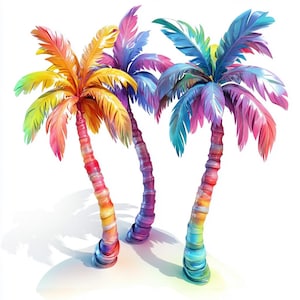 Watercolor Palm Tree Clipart: Tropical PNG Graphics (Digital Download)