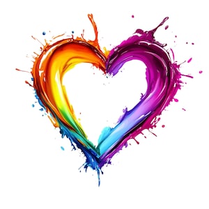 Clipart de coração de arco-íris em aquarela: conjunto de amor PNG (uso comercial)