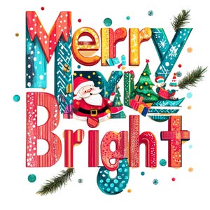 9 Merry and bright Clipart, christmas tree, png,jpj, pink christmas tree, retro pink christmas for sublimation, Comercial use, junk jornal