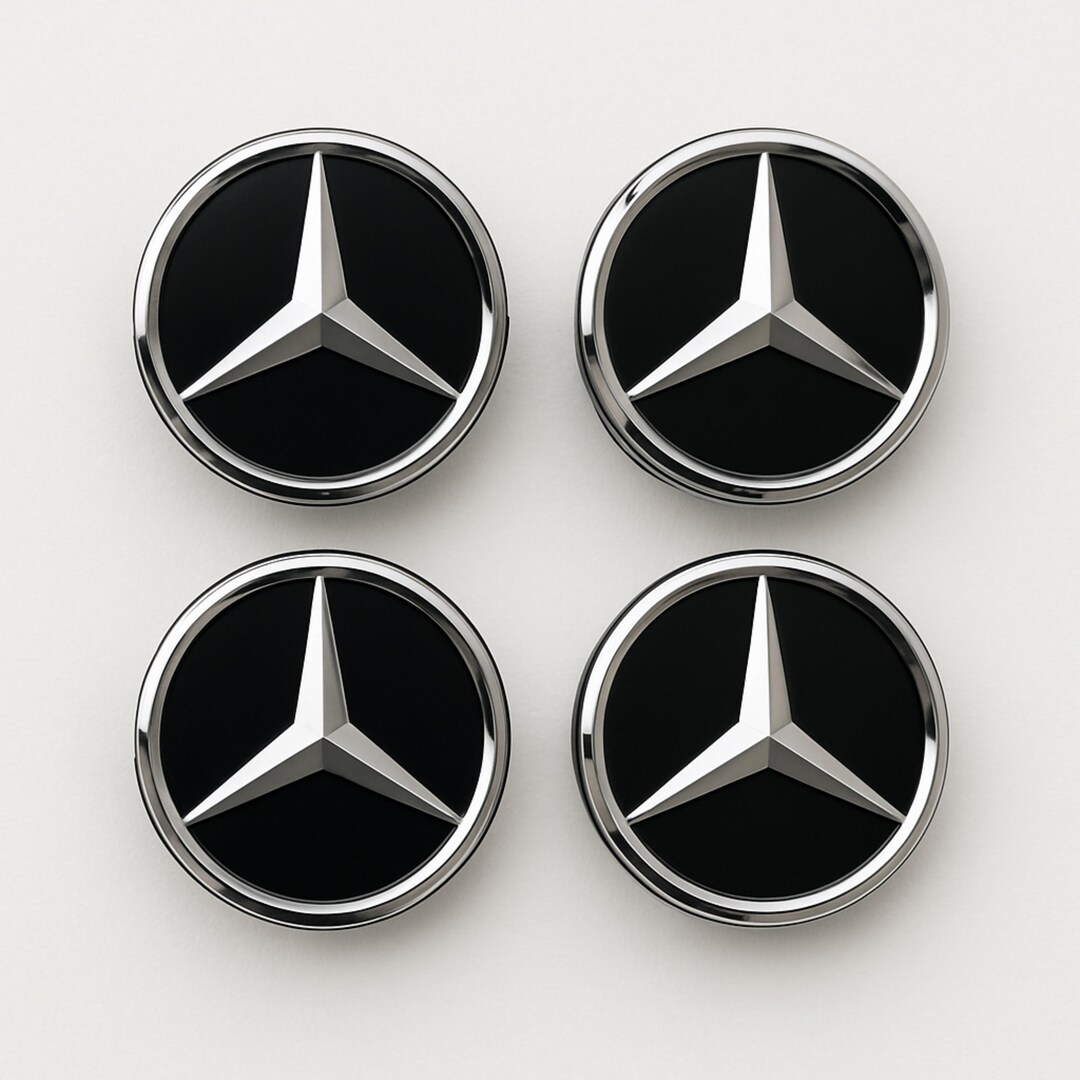 Mercedes Wheel Center Caps - Gloss Black Silver Logo 75mm - Set of 4 - Etsy