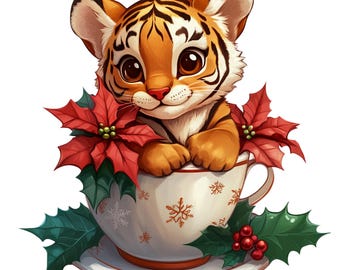 8 Sweet Tiger clipart, Tiger Clipart, Tiger Png,jpj, Clipart Bundle, Transparent Background, Animal clipart, T shirt clipart, Comercial use