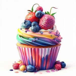 Cupcake Clipart Bundle: Kawaii Geburtstag Dessert Grafik (Digitaler Download)
