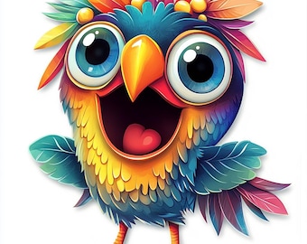 Funny Bird Clipart: Whimsical PNG Illustrations (Digital File)