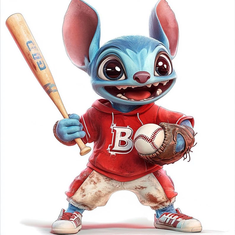 Stitch Baseball Clipart: Watercolor PNG, JPG (digital File) - Etsy