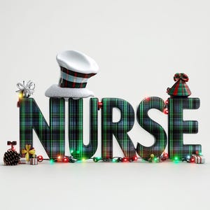 7 imágenes prediseñadas de enfermeras navideñas, diseño de sublimación, png, jpj, enfermera navideña, juegos de palabras navideños, alfabeto navideño de garabatos, letras de garabatos, diseño