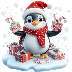 9 Winter Penguin Clipart PNG,JPG, Christmas Penguin Clipart,Christmas clipart,Penguin clipart,Digital Download,Commercial USe, Digital file