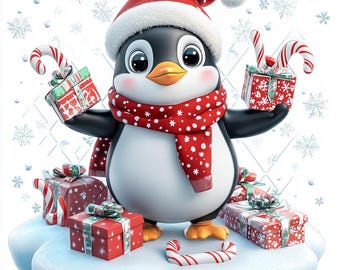 9 Winter Penguin Clipart PNG,JPG, Christmas Penguin Clipart,Christmas clipart,Penguin clipart,Digital Download,Commercial USe, Digital file