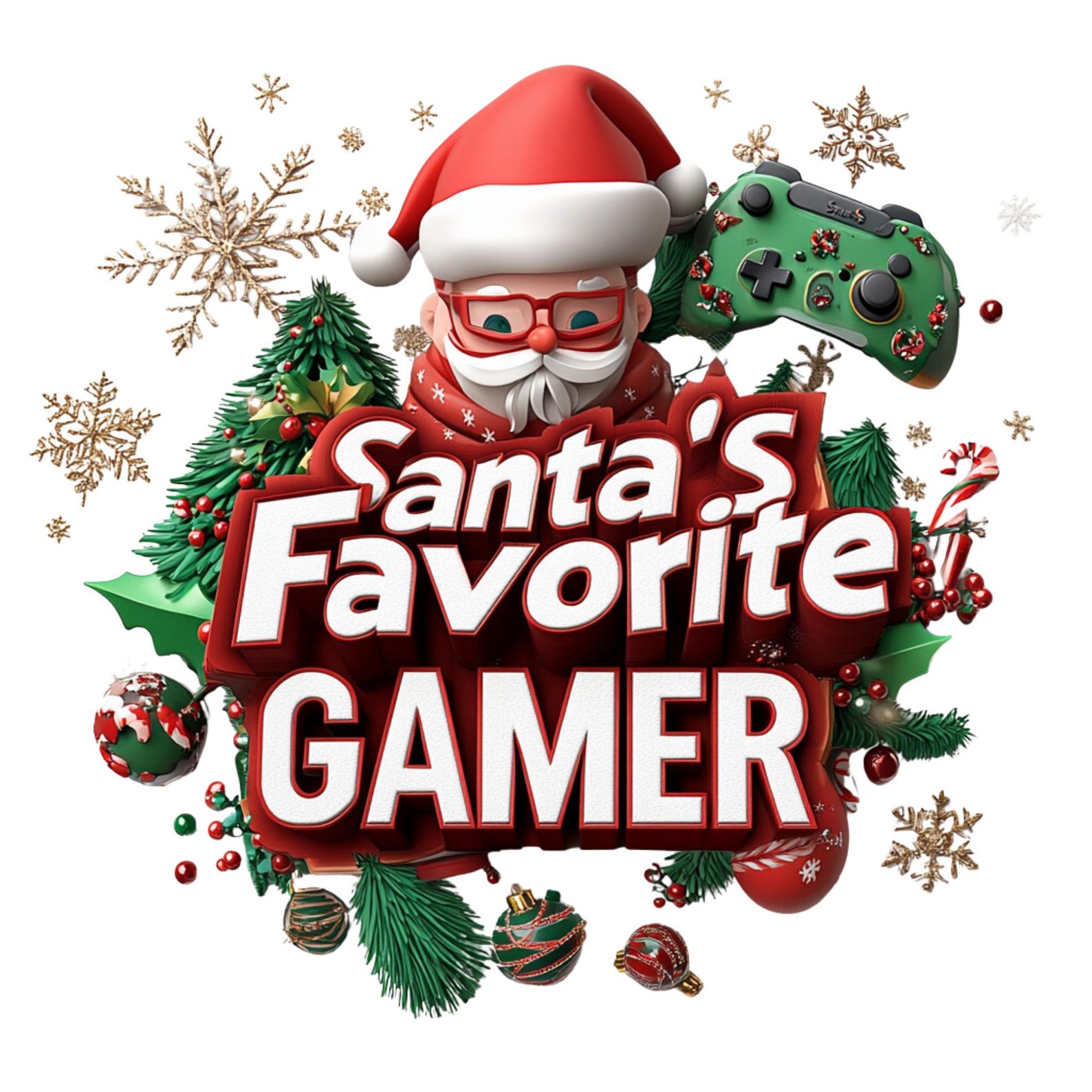 Santa Gamer Christmas Clipart: Holiday Gaming PNG (digital Download) - Etsy