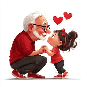 Watercolor Grandpa Clipart Bundle: Funny Grandfather PNG Graphics (Digital Download)