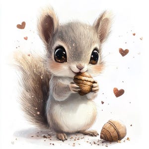 Squirrel Clipart: 12 Whimsical Woodland Animal PNG Graphics (Digital Download)