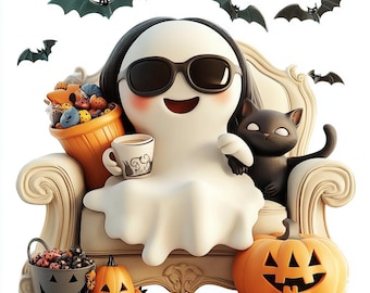 8 Halloween ghost Clipart, Cute ghost PNG,JPJ, Halloween png, Halloween clipart, Kids Halloween digital prints | Halloween Sublimation, File