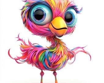 Watercolor Whimsical Birds Clipart: Funny Bird PNG (Digital File)