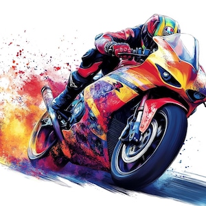 Heavy Bike Clipart: Watercolor Motorcycle Images (PNG, JPG, Commercial Use)
