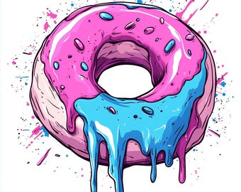 Watercolor Donut Clipart: Sweet Bakery PNG, JPG (Digital Download)