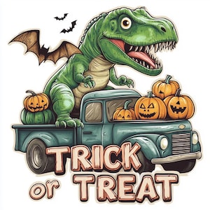 Funny Halloween Dinosaur Clipart: Watercolor Pastel Dino PNG