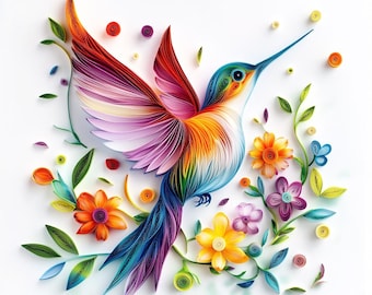 Clipart de pájaro floral: Gráficos PNG de flores de primavera (uso comercial)