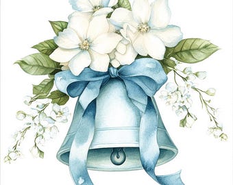 Watercolor Bell Clipart Bundle: Elegant Holiday Bells (PNG, JPG, Digital Download)