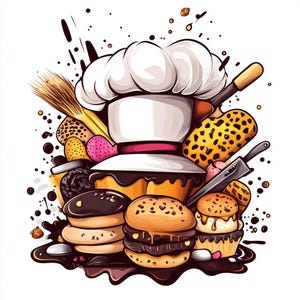8 Chef Clipart, Cooking Chef, png,jpj, Cook PNG, Kitchen Clipart, DIY Gift, Watercolor Clipart, Watercolor Chef, Junk jornal, Comercial use