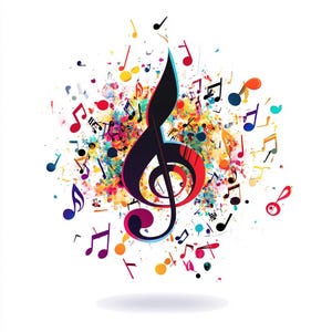 Clipart aquarel muzieknoten: png, jpg (digitale download)