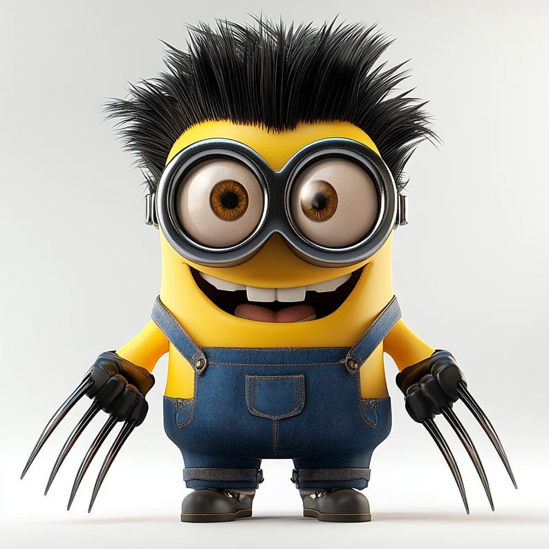 Minion Wolverine Clipart: Superhero PNG Images (digital File) - Etsy
