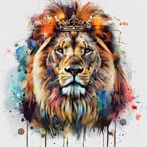 Watercolor Lion Clipart Set: 9 PNG Illustrations (Digital Download)