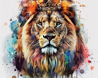 Watercolor Lion Clipart Set: 9 PNG Illustrations (Digital Download)