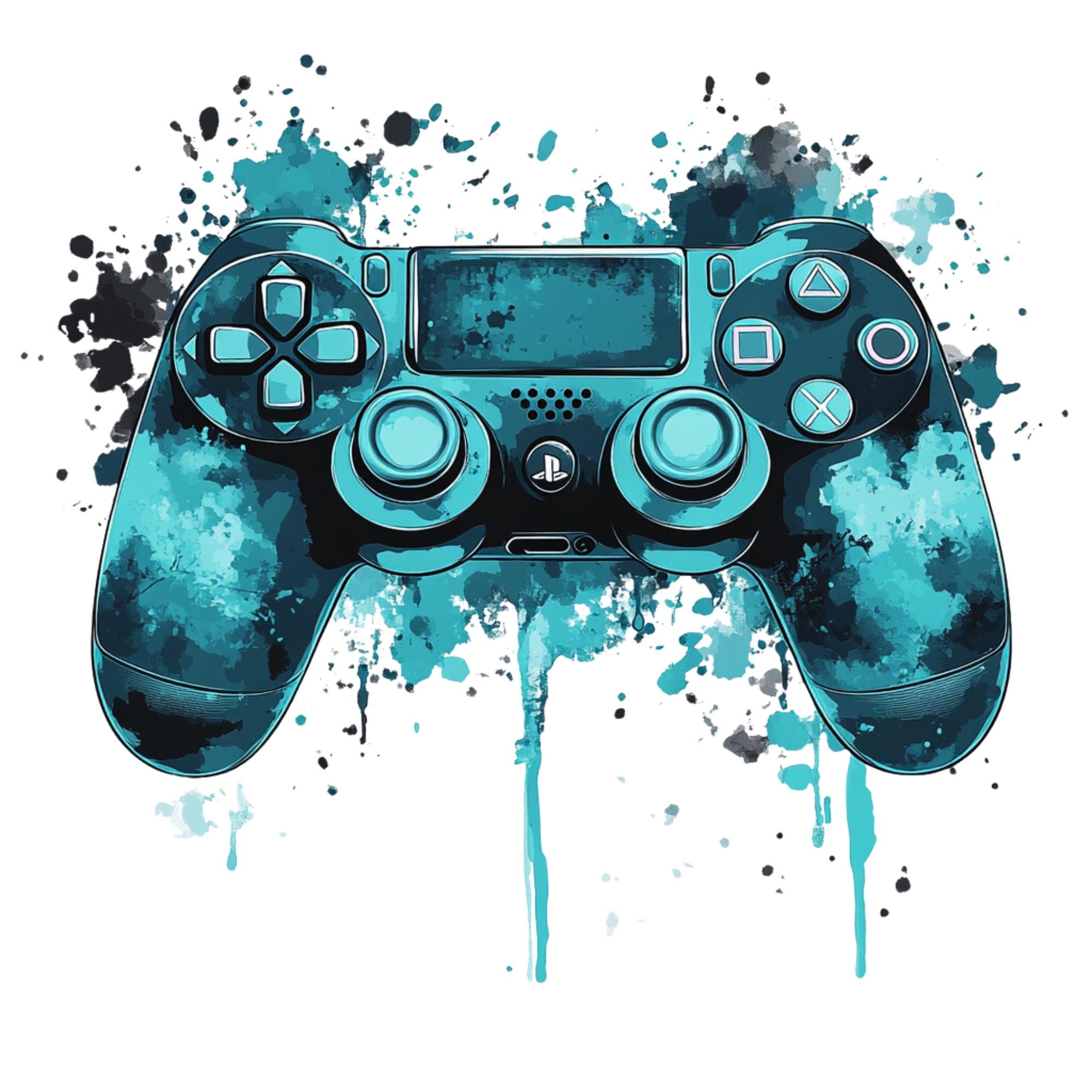 Watercolor Game Controller Clipart: Gamer Graphics (PNG, Digital File)