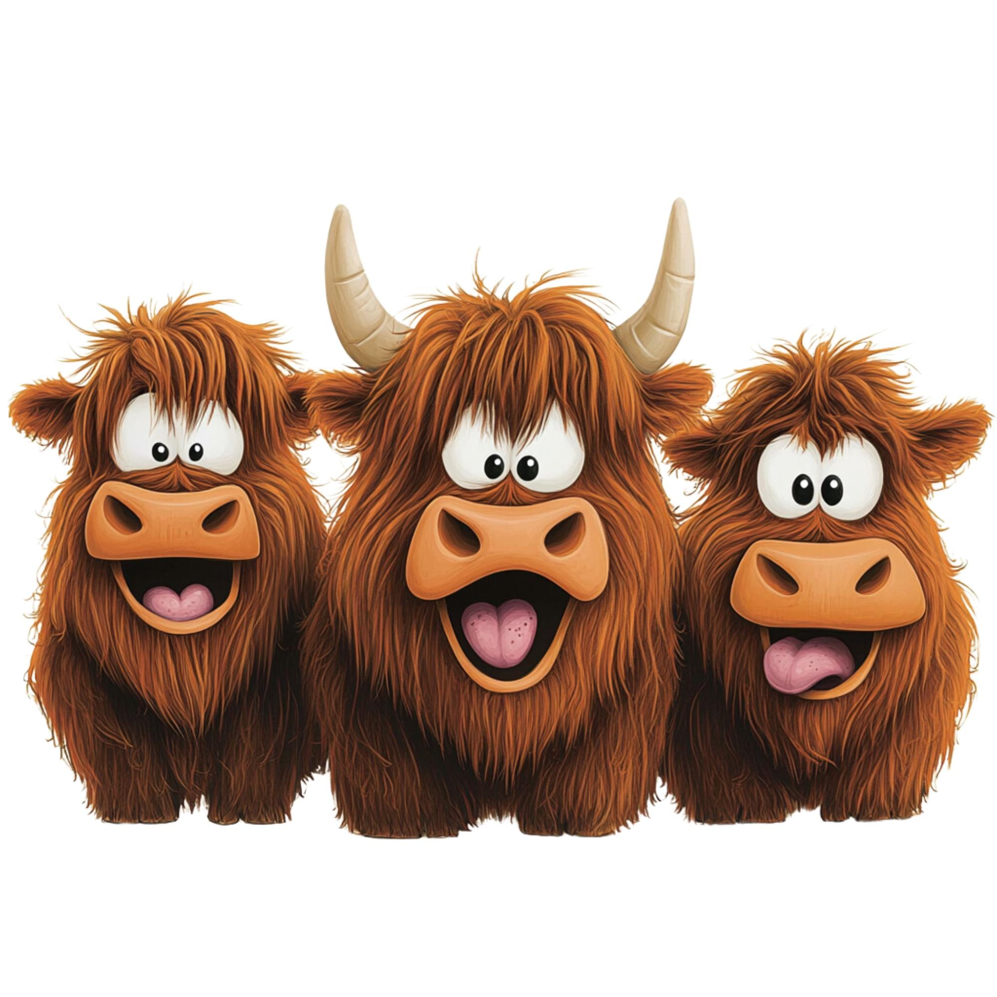 10 Funny Highland Cows Clipart, Png,jpj, Digital Download - Card Making ...