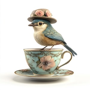 6 Vögel mit Tasse Clipart, bunte Aquarell Vögel, PNG, JPJ Vogelarten Bilder, Vogel Sublimation, Geschenk, Vogel Illustration, digitale Datei