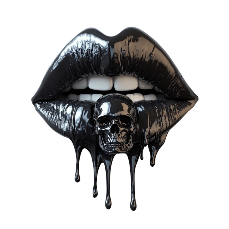 Halloween Dripping Lips Clipart: Skull PNG, Commercial Use - Etsy