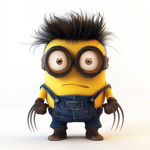 Minion Wolverine Clipart: Superhero PNG Images (Digital File)