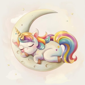 Watercolor Baby Unicorn Clipart: Rainbow Collection (PNG, JPG, Commercial Use)