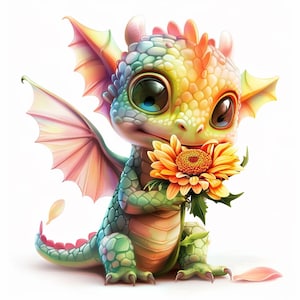 Watercolor Dragon Clipart: Fairy Tale PNG Graphics (Digital Download)