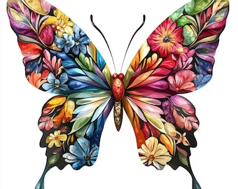 Watercolor Butterfly Clipart: 12 Colorful PNG Designs (Commercial Use)
