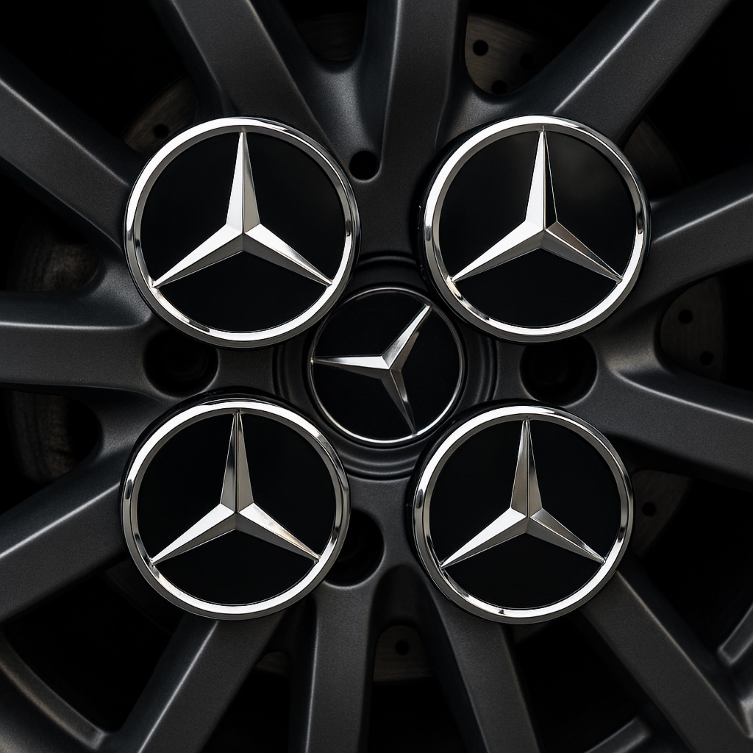 Mercedes Wheel Center Caps - Gloss Black Silver Logo 75mm - Set of 4 - Etsy