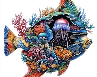 Colorful Fish Watercolor Clipart: Aquatic PNG Images (Commercial Use)