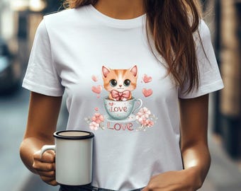 Valentine Cute Cat Png, 10 png,jpj, Funny Cat png, Trendy Valentine Png, Cat Lover Png, Heart Love Cat Valentine Png, T shirt png, Cup png