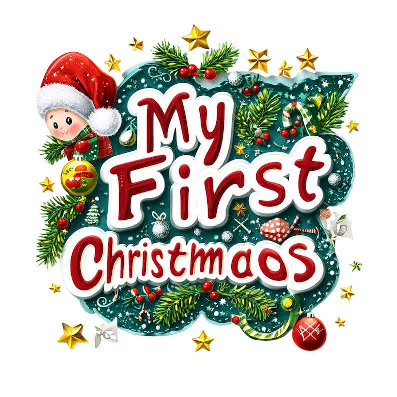 Baby's First Christmas Clipart: Festive PNG Designs (commercial Use) - Etsy