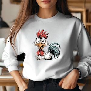 Funny Cartoon Rooster PNG: Quirky Farm Animal Design (Digital Download)